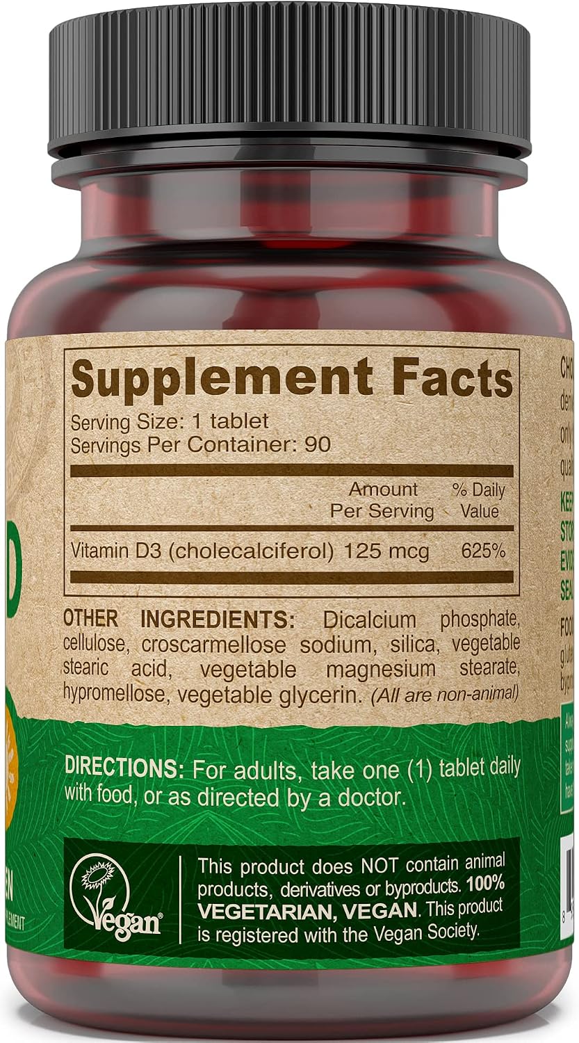 DEVA Vitamin D3 5000 IU, Vegan Sunshine Supplement, 90 Tablets - görsel 4