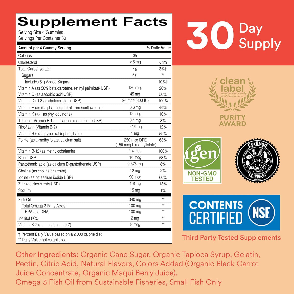 SmartyPants Kids Multivitamin Gummies - Omega 3, D3, C, B12, Zinc, Biotin - 120 Gummies - görsel 2