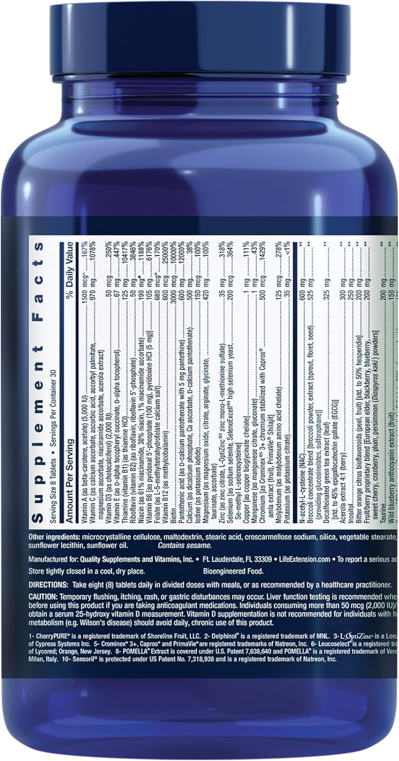 Life Extension Mix Tablets, High-Potency Multivitamin & Mineral with Fruit and Vegetable Extracts - görsel 2