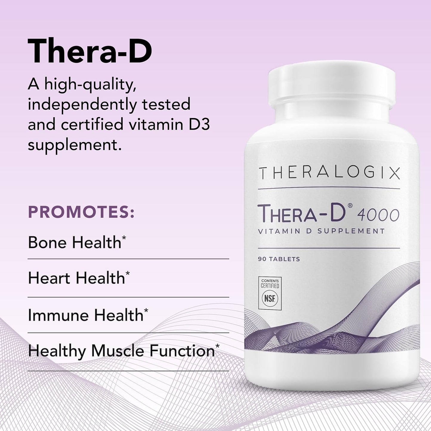 Theralogix Thera-D 4000 Vitamin D3 Supplement – 4,000 IU (100 mcg) – NSF Certified – 90 Tablets - görsel 4