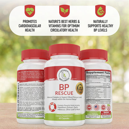 BP Rescue Blood Pressure Support Food Supplement - Natural Circulation & Blood Flow Support