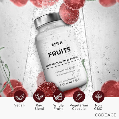 Amen Fruits, Daily Fruits Vitamins Supplement - Over 20 Whole Fruit Extracts - Non-GMO - 90 Capsules