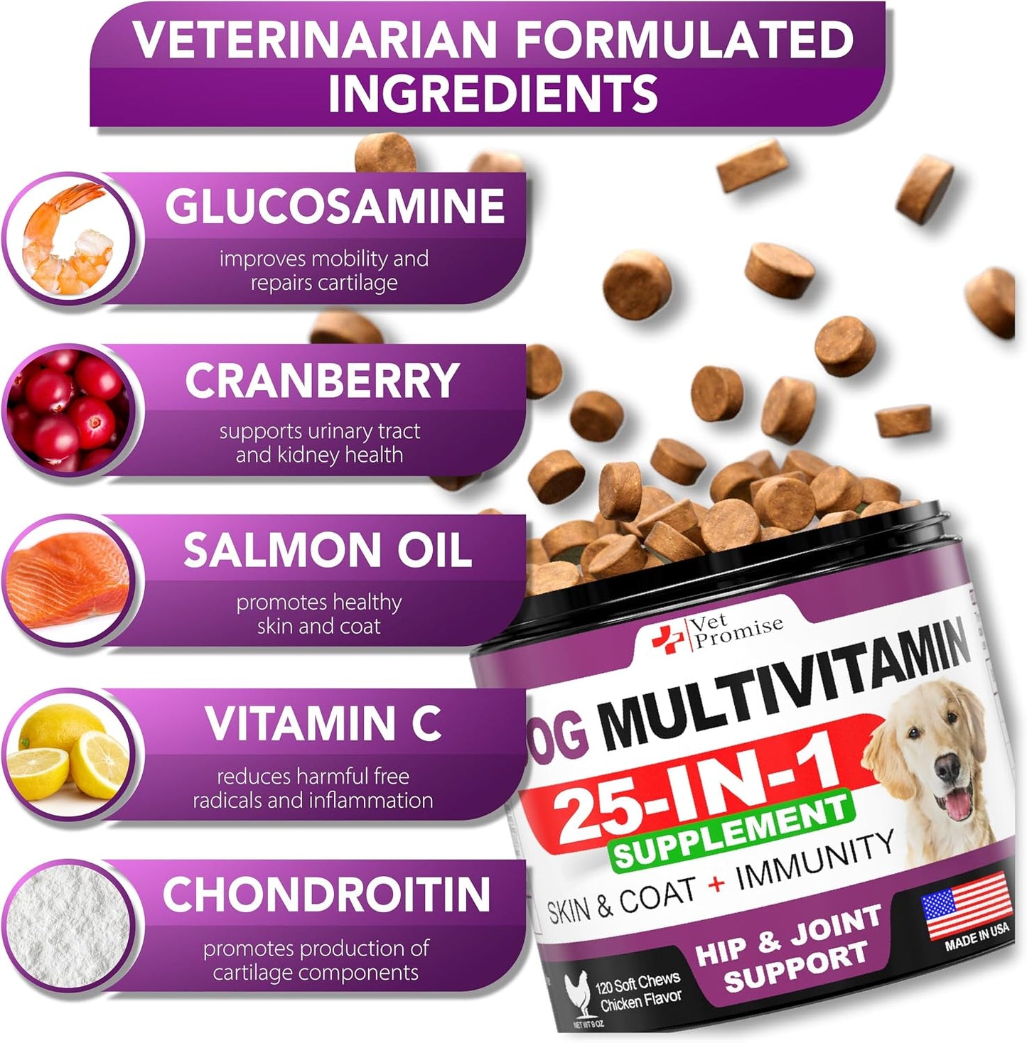 Vet Promise Dog Multivitamin Chewable with Glucosamine - 120 Chews - görsel 3