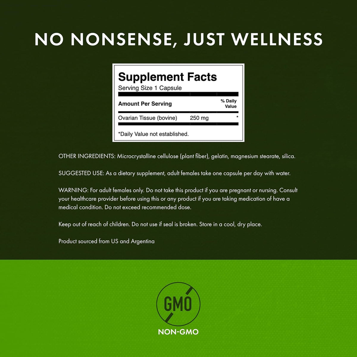Swanson Ovarian Glandular Supplement - Women's Glandular Health and Balance Support - Premium Bovine Tissue - 60 Capsules, 250mg Each - görsel 2