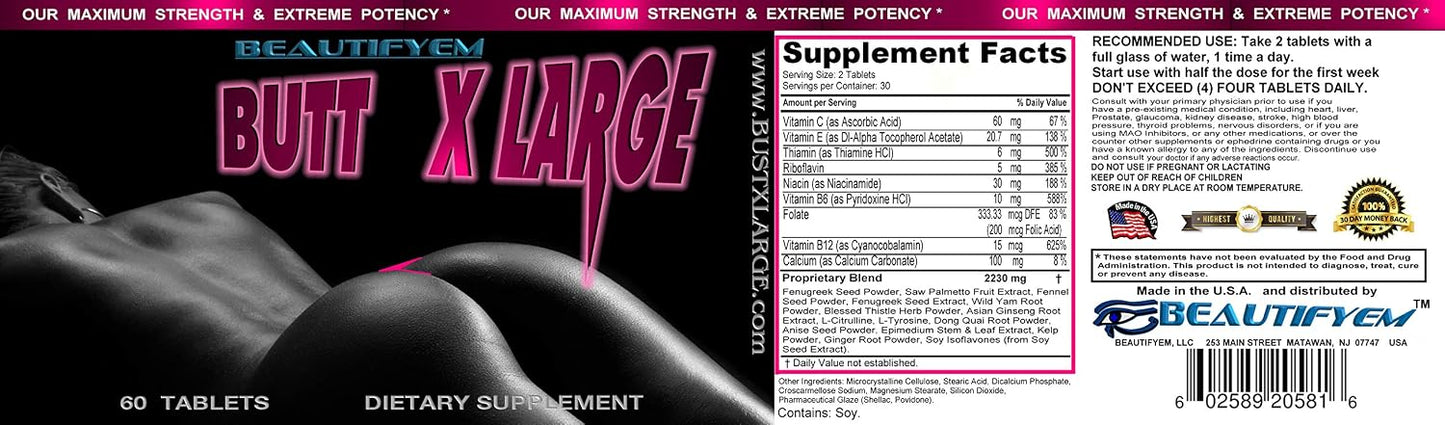 Butt X-Large Booty Enhancement Supplement - 1 Month's Supply - görsel 5