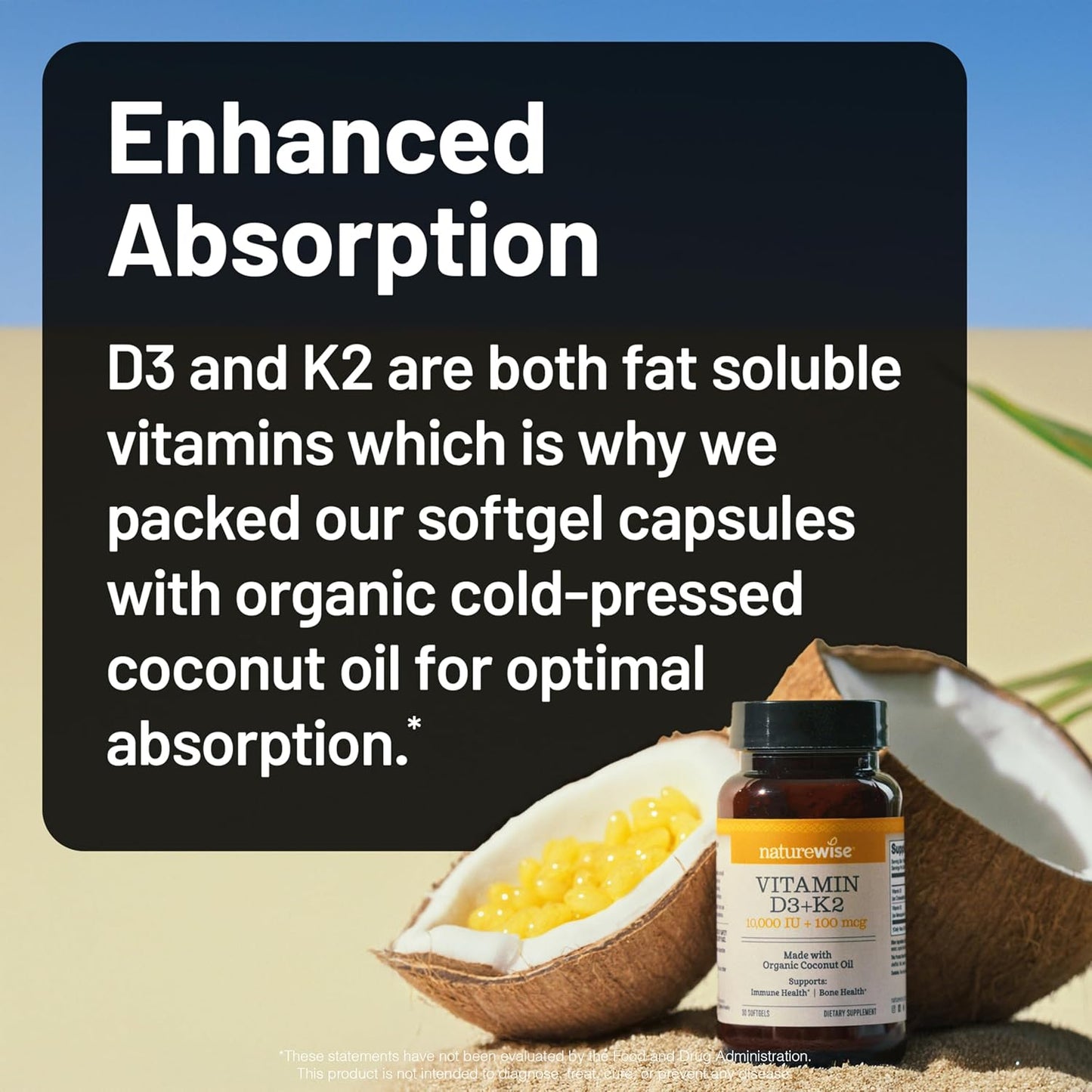 NatureWise Vitamin D3 10,000 IU with K2 MK-7 200 mcg - 90 Soft gel capsules - görsel 10