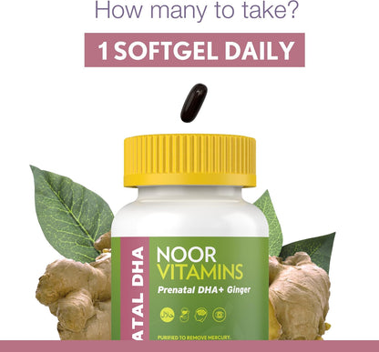 Noor Vitamins Halal Prenatal Vitamins with DHA and Folic Acid - 1 Month Supply