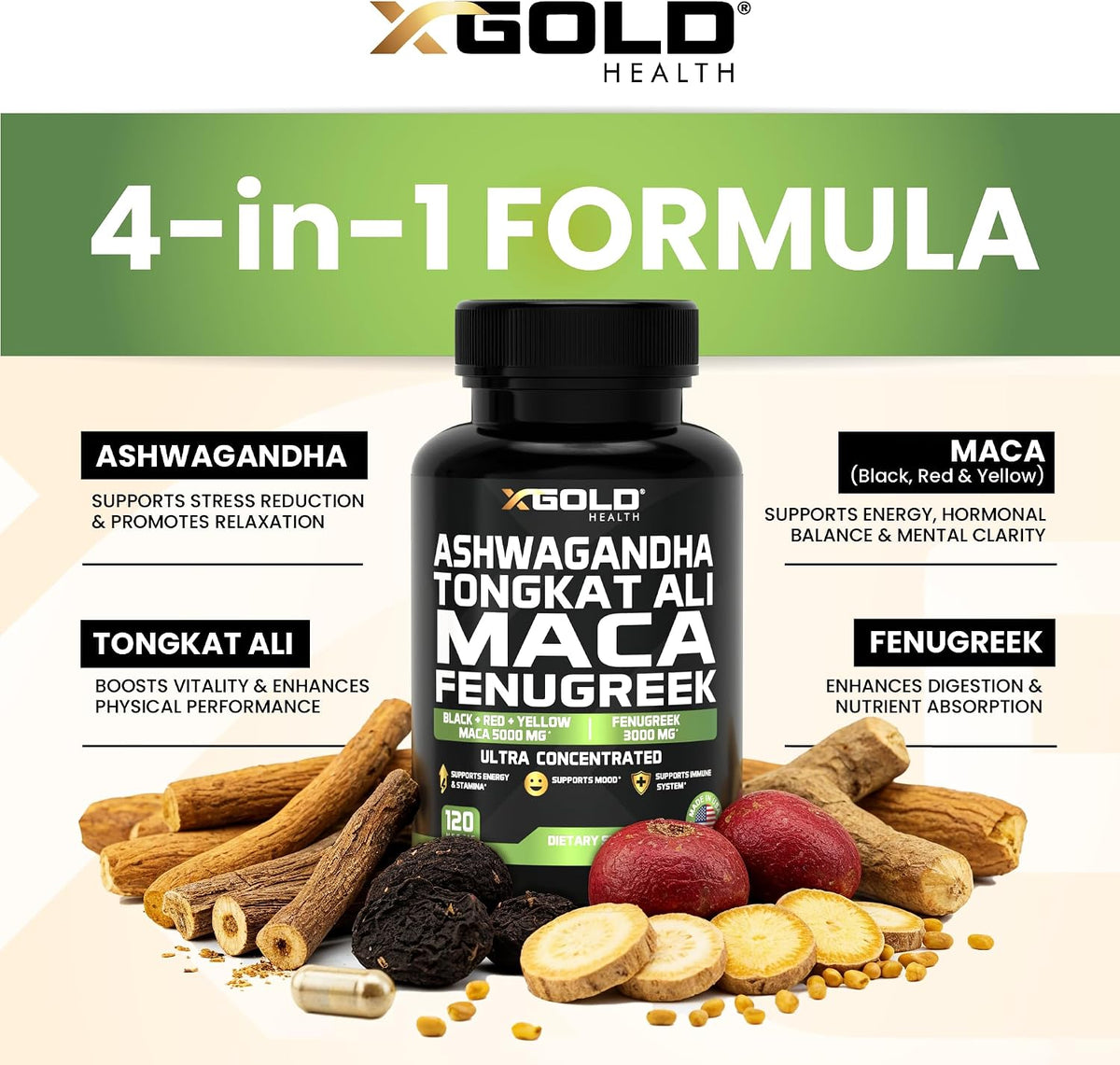 Ashwagandha 30:1 + Tongkat Ali 50:1 + Maca – Hormonal Balance: Both Ashwagandha and Maca root are known for their – Image 3