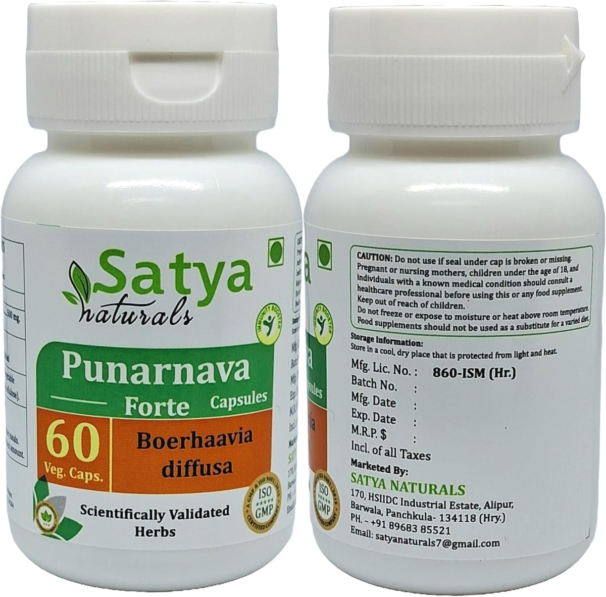 Punarnava Forte Capsule 500 mg - Ayurvedic Herbal Supplement (2 Bottles of 60 Capsules) - görsel 3