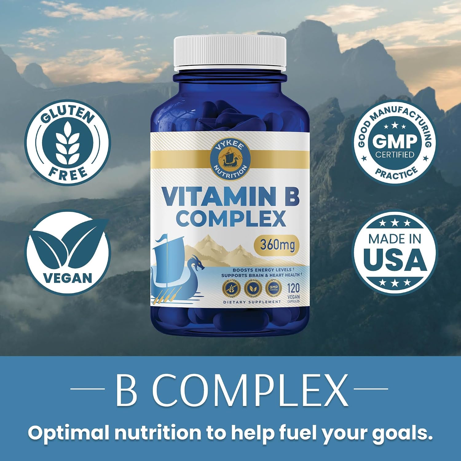 Vykee Nutrition B Complex Food Supplement – High-Potency B Vitamins, 120 Capsules - görsel 2
