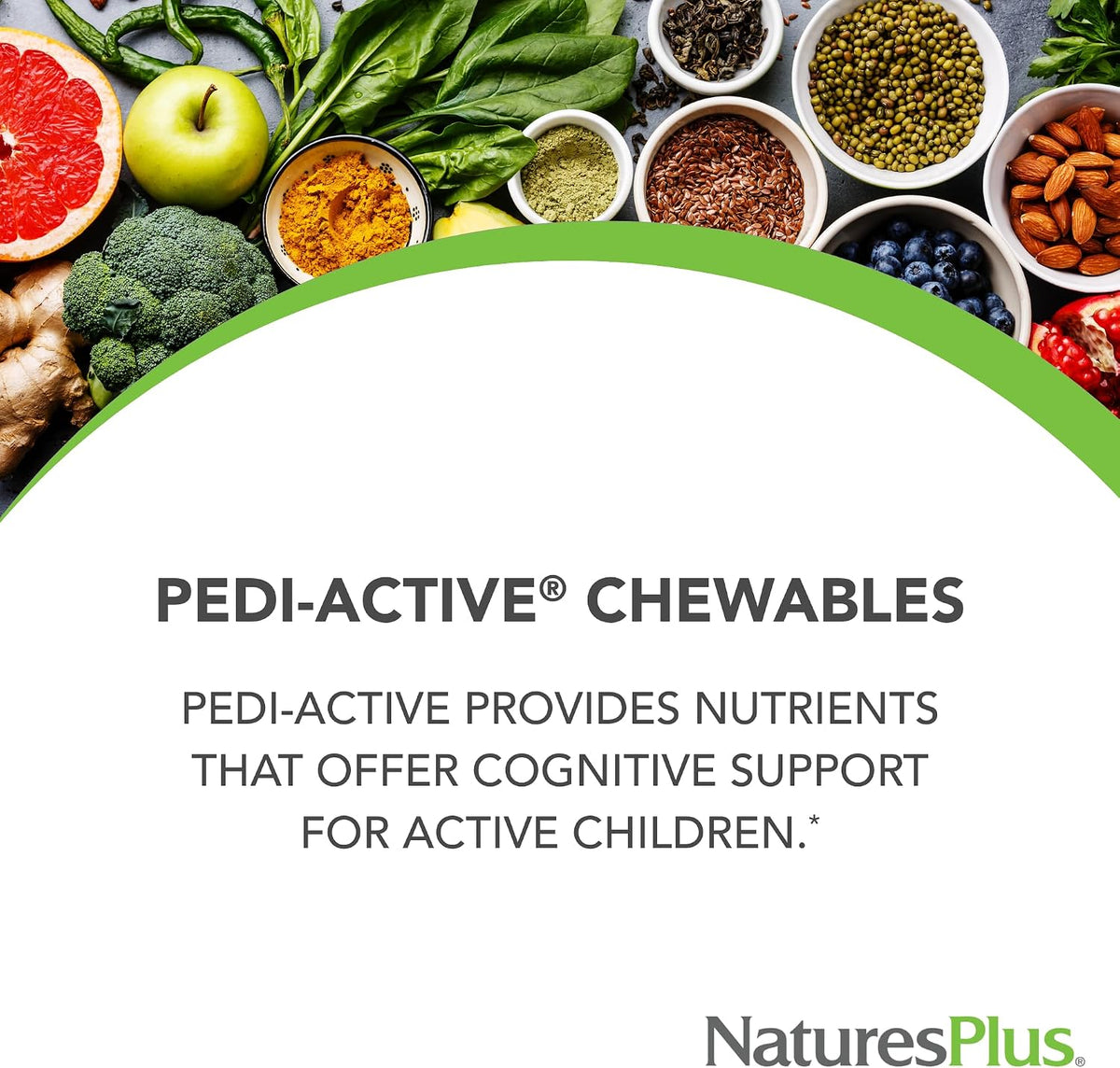 NaturesPlus Pedi-Active - 120 Chewable Tablets - Mixed Berry Flavour - Children's Brain & Focus Supplement - görsel 2