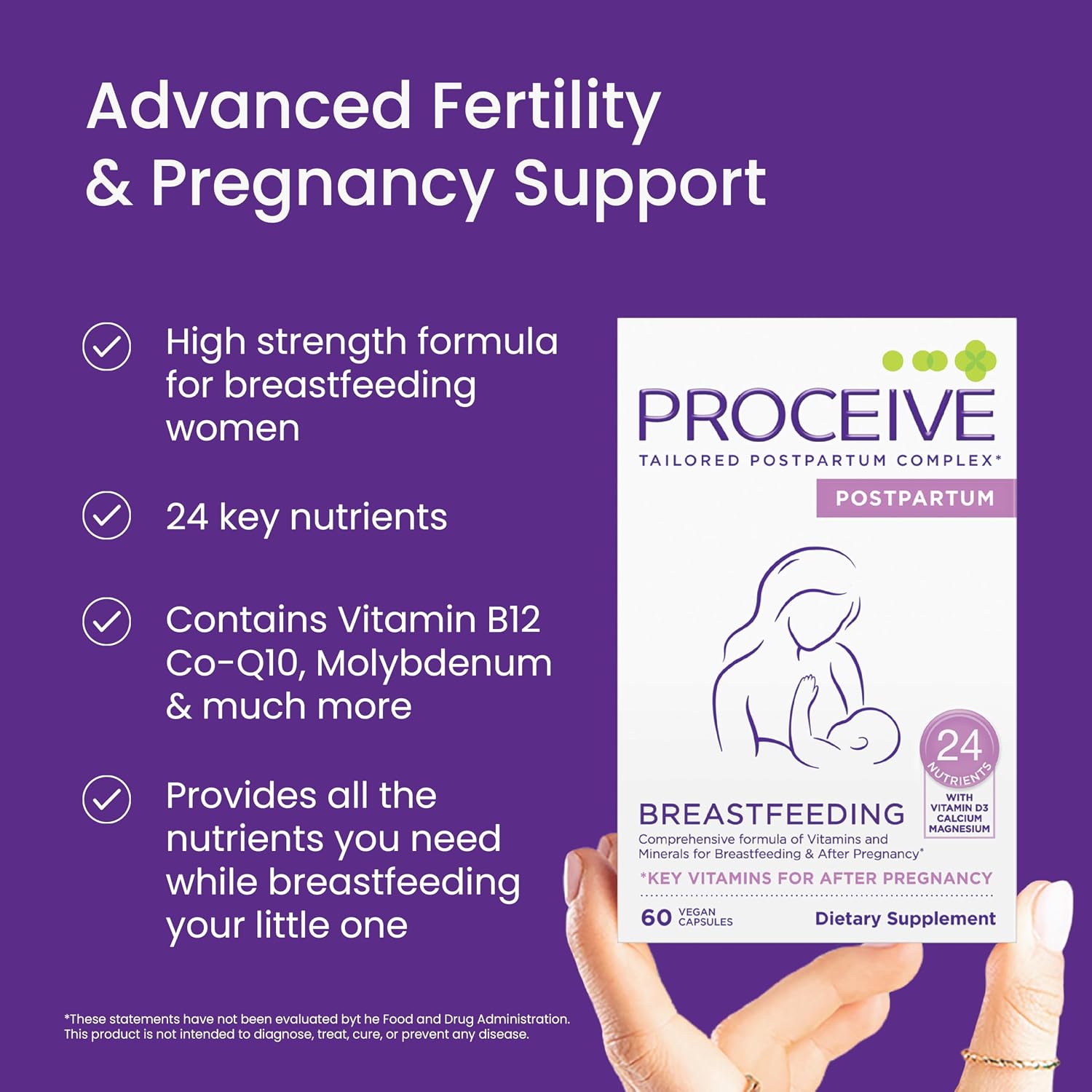 Proceive Breastfeeding Vitamins for New Mum, Postnatal Supplement, Vegan, 60 Capsules - görsel 2