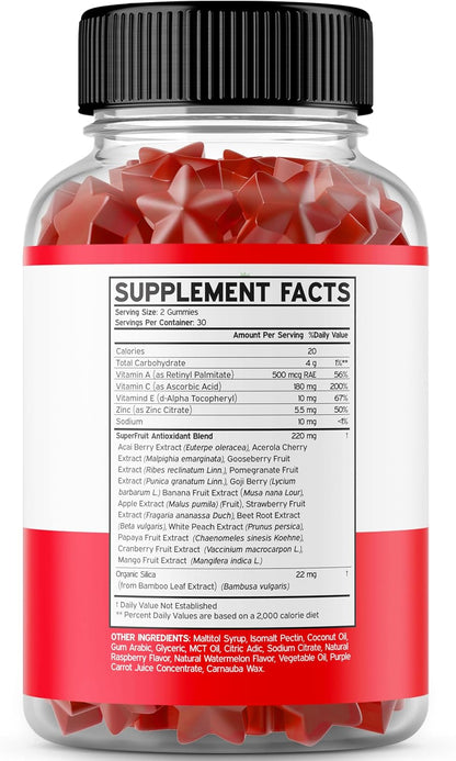 Fruit and Veg Supplement Gummies (120 Count) - Sugar-Free Superfood Blend for Adults