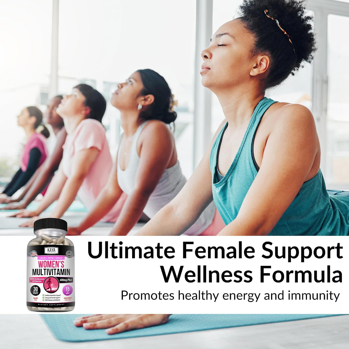 Kaya Naturals Women's Multivitamin - Daily Immune and Energy Support with Vitamins A, C, D, E, Biotin, Zinc (30 Tablets) - görsel 3
