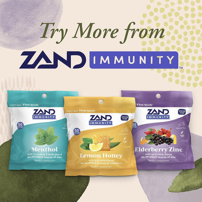ZAND Immunity Lemon Honey Throat Lozenges with Vitamin C and Organic Honey – 2 Pack (50 Lozenges Each)
