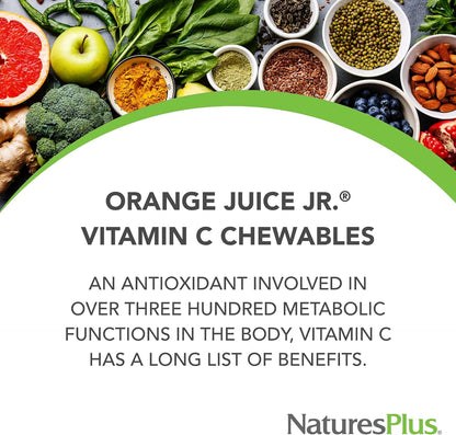 NaturesPlus Orange Juice Jr. Vitamin C Chewable Tablets - 100 mg - 180 Tablets