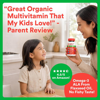 SmartyPants Organic Kids Multivitamin Gummies with Omega 3, Beta Carotene, Vitamins B12, B6, A, K & Zinc – 120 Gummies (30 Day Supply)