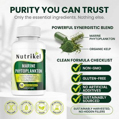 Marine Phytoplankton Omega-3 Supplement – Plant-Based Algae Capsules for Energy, Focus and Cellular Support
