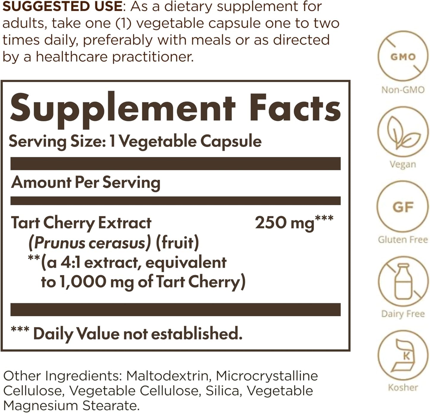Solgar Tart Cherry 1000 mg, 90 Vegetable Capsules – Antioxidant Food Supplement - görsel 2