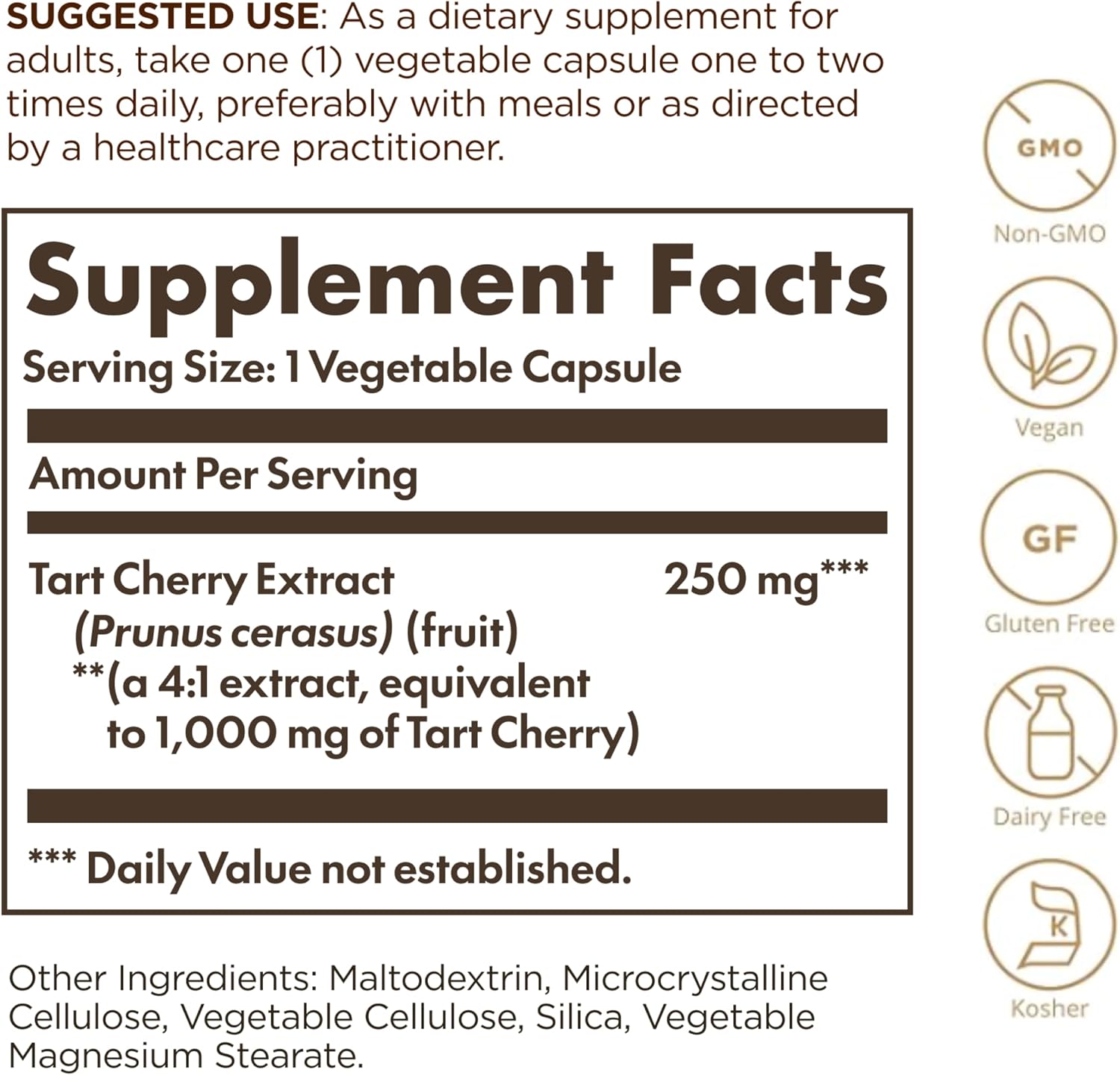 Solgar Tart Cherry 1000 mg, 90 Vegetable Capsules – Antioxidant Food Supplement - görsel 2