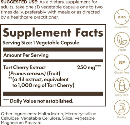 Solgar Tart Cherry 1000 mg, 90 Vegetable Capsules – Antioxidant Food Supplement