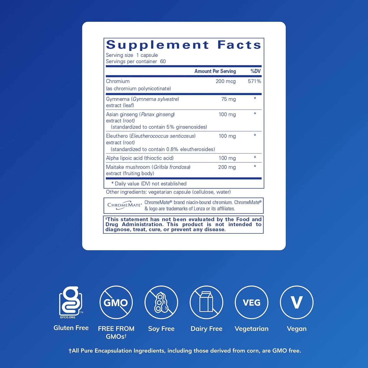 Pure Encapsulations Glucose Support Formula | Hypoallergenic Supplement for Carbohydrate Metabolism and Pancreatic Function* | 60 Capsules - görsel 2
