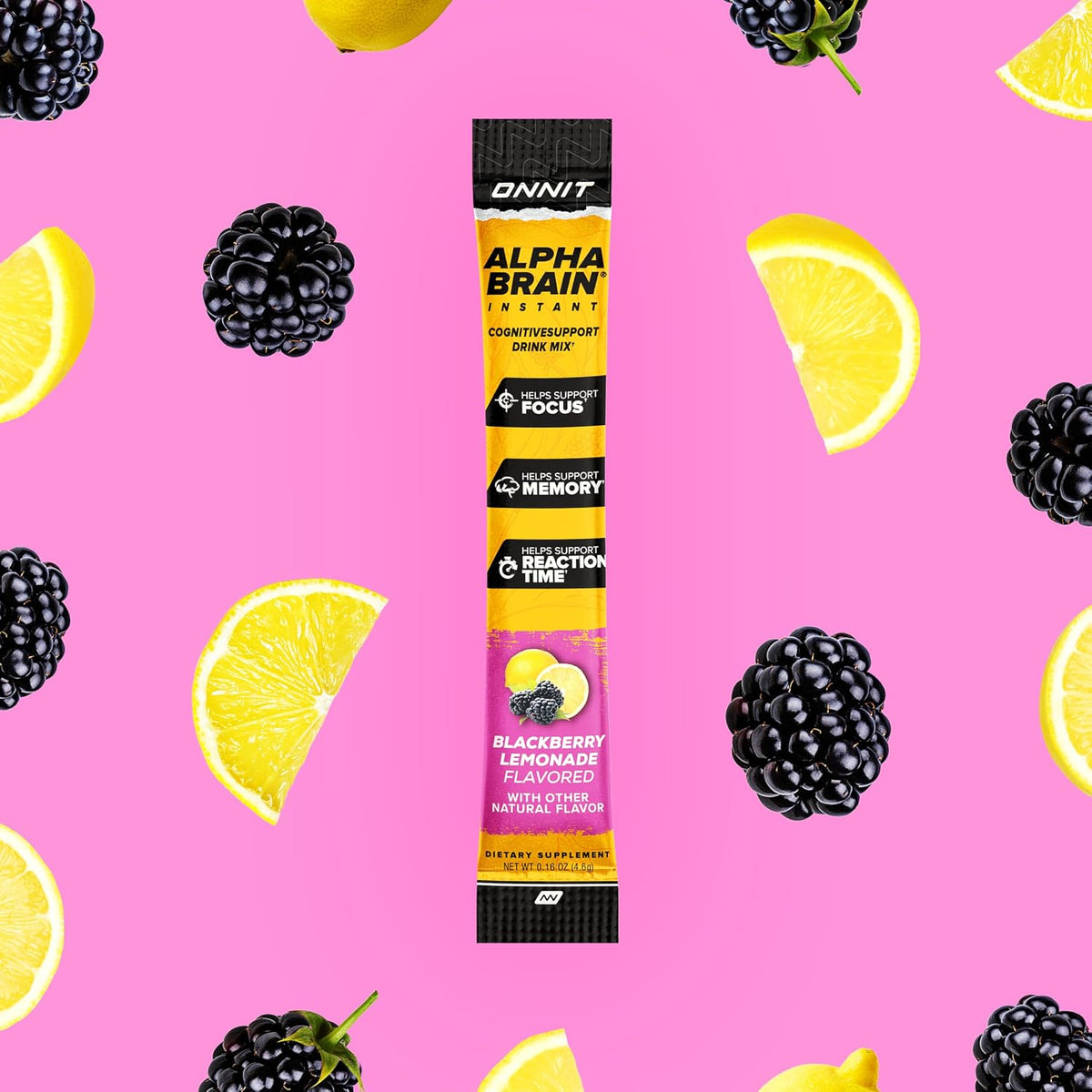 ONNIT Alpha Brain Instant Nootropic Drink Mix, BlackBerry Lemonade, 30 Sachets - görsel 8