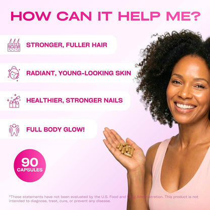 GOBIOTIX Hair, Skin & Nails Vitamins – 10,000mcg Biotin with Hyaluronic Acid & MSM – 90 Capsules