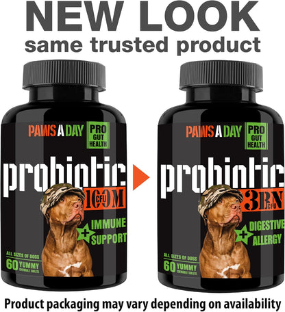 Army Soldier Owned Dog Probiotics for Yeast, Itchy Skin & Itchy Ears, Dog Allergy Support, Digestive Health, Occasional Diarrhoea & Immune Support, 3 Billion CFU, 60 Yummy Chewables