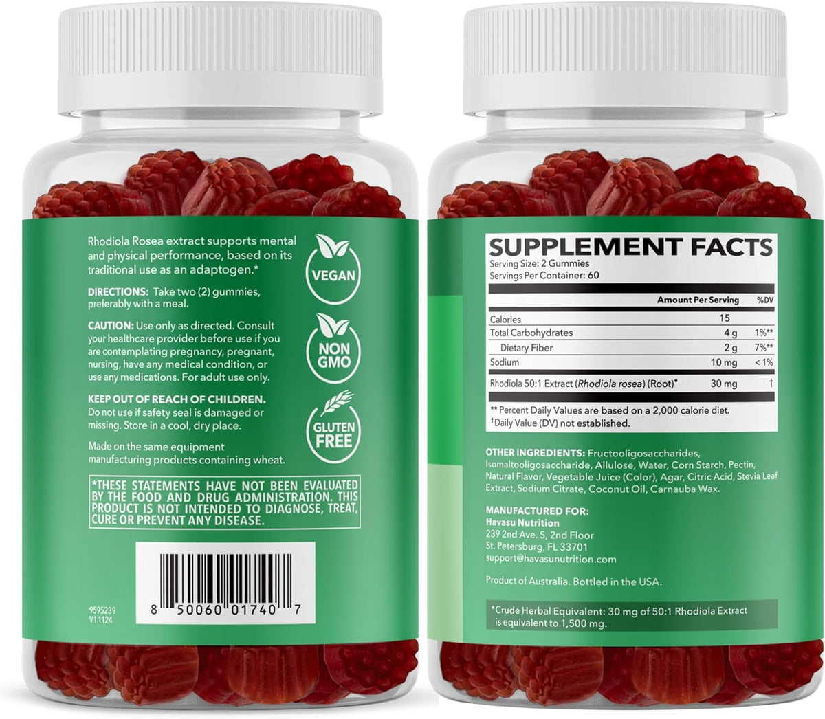 Rhodiola Rosea Gummies – Sugar Free Adaptogen Supplement, Mixed Berry (120 Count) - görsel 9