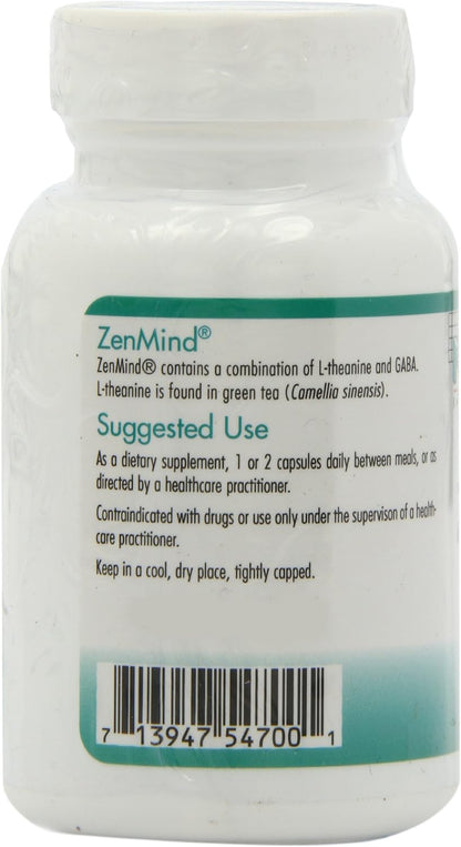 NutriCology ZenMind - GABA 550 mg & L-Theanine 200 mg - Calmness & Relaxation Support - Non-Drowsy - 60 Capsules