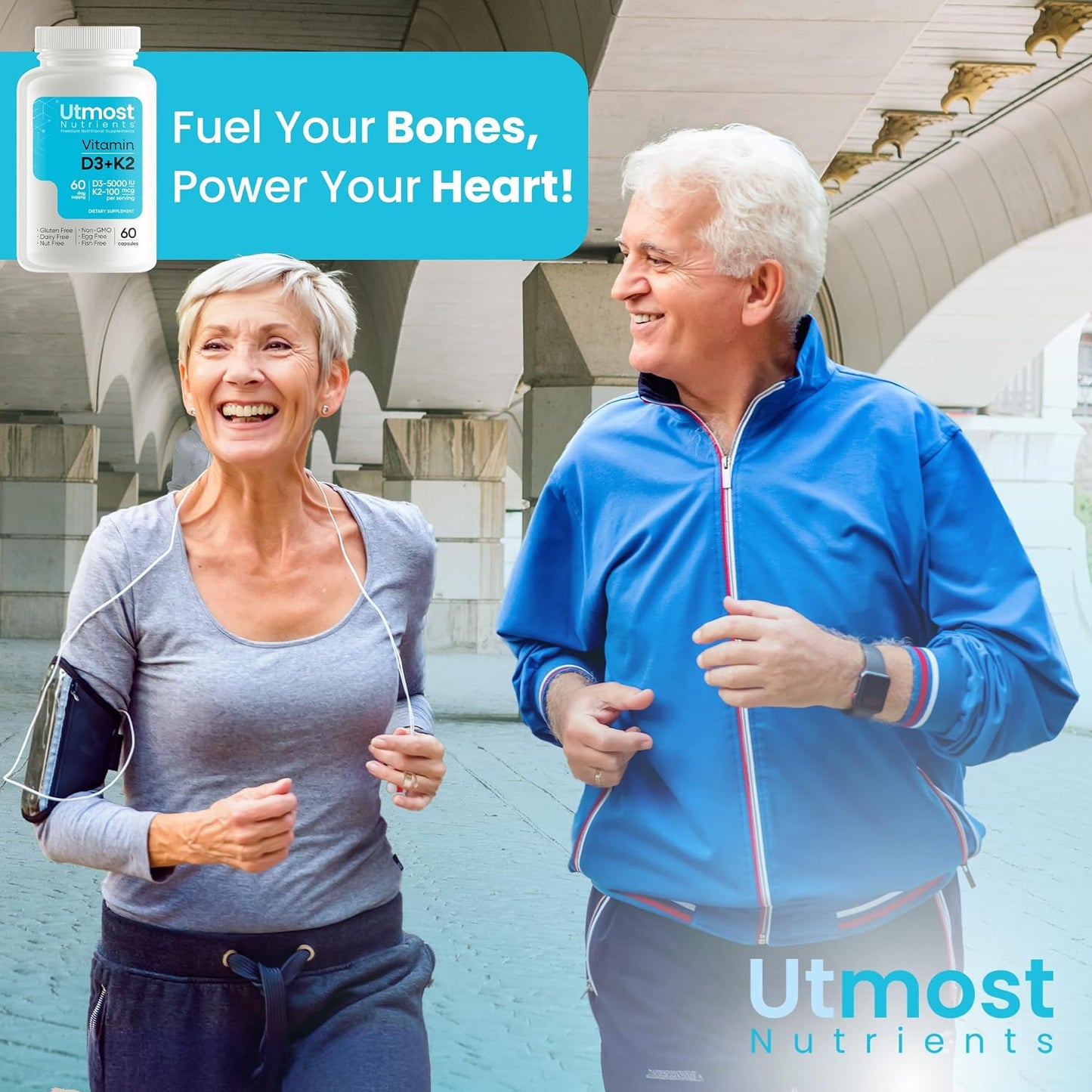 Utmost Nutrients Vitamin D3 5000 IU with K2 100 mcg – High-Absorption Capsule - görsel 5