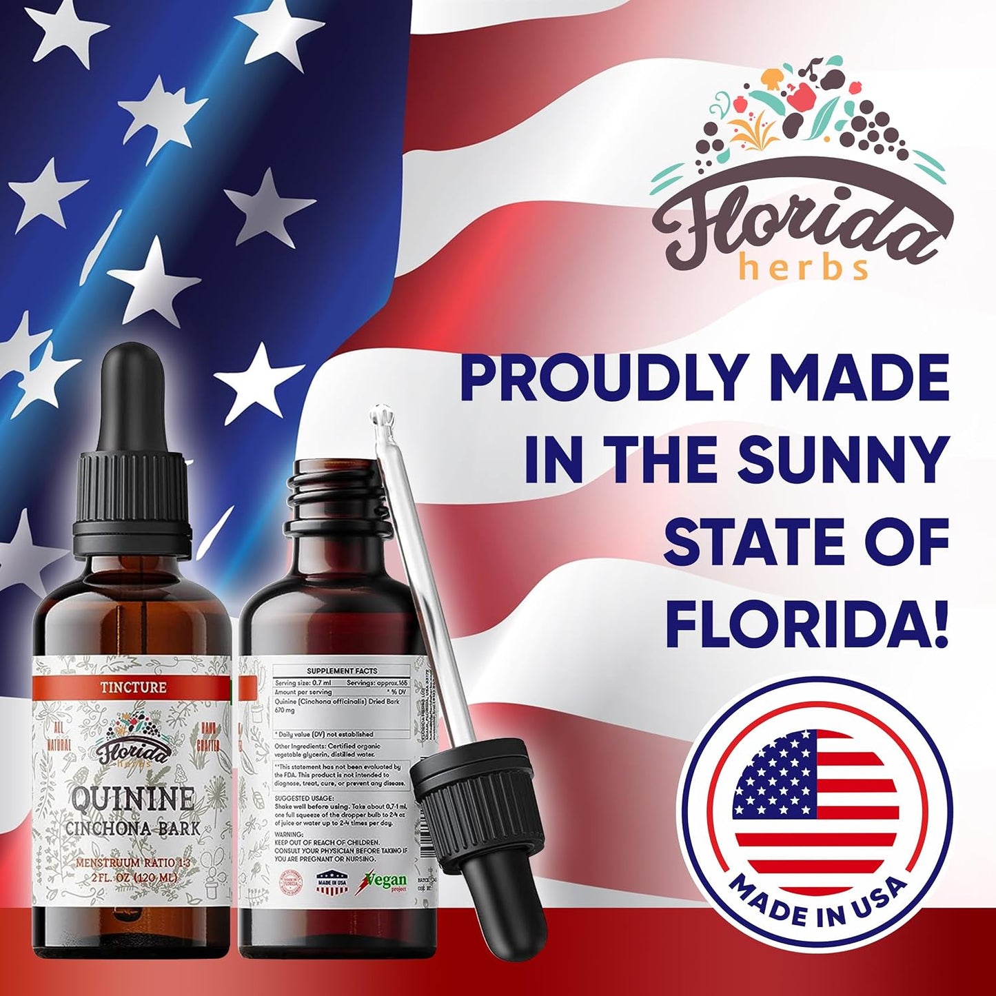 FLORIDA HERBS Quinine Tincture Extract – Cinchona officinalis Dried Bark Herbal Supplement, Non-GMO, Gluten-free, 60 ml - görsel 4