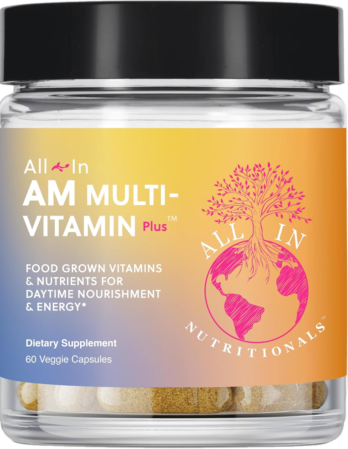All In Nutritionals AM Multivitamin +: Vegan, Food-Based Multivitamin with Vitamin D3, K2, B12, Iron and Ionic Fulvic Acid - görsel 1