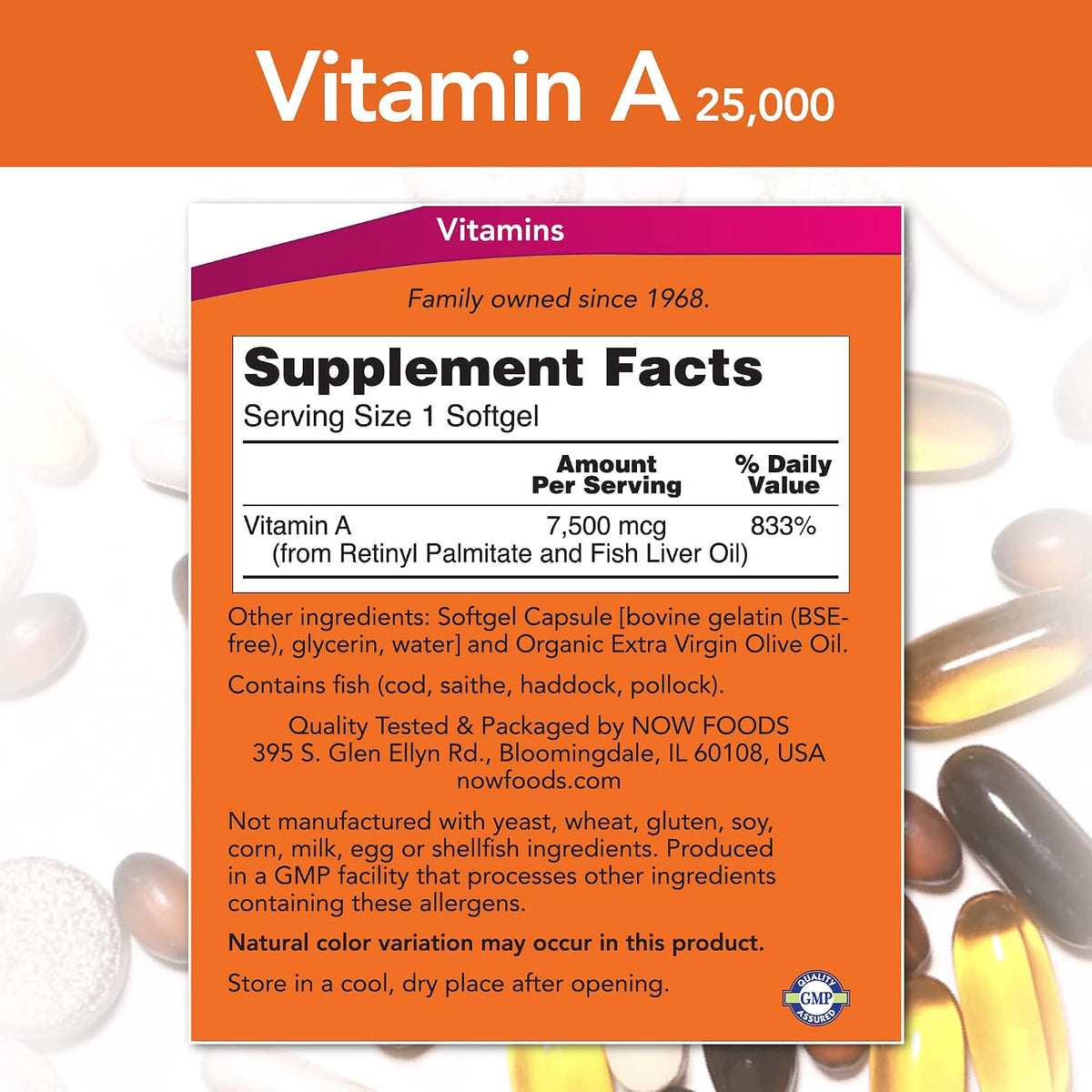 NOW Foods Vitamin A, 25000 IU from Fish Liver Oil, 250 Soft-gels (Multi-Pack) - görsel 2