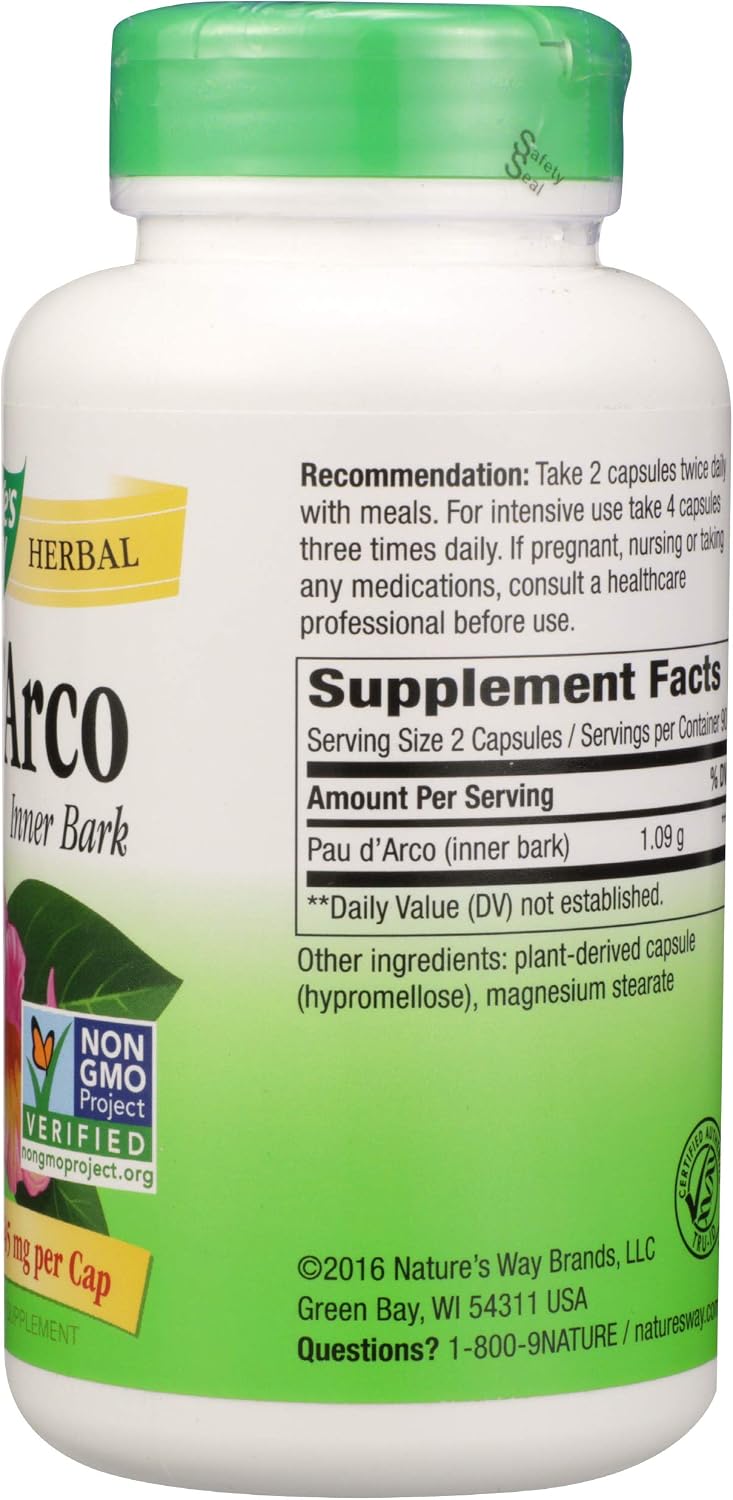 Nature's Way Pau D'Arco Inner Bark, 545 mg, 180 Capsules - görsel 5