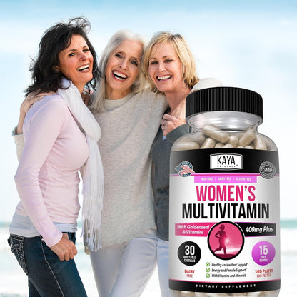 Kaya Naturals Women's Multivitamin - Daily Immune and Energy Support with Vitamins A, C, D, E, Biotin, Zinc (30 Tablets)