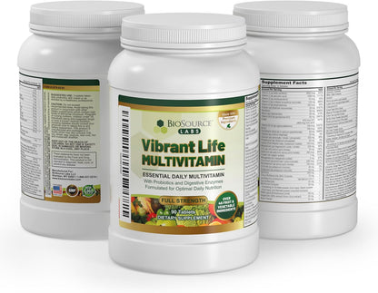 Vibrant Life Multivitamin with Probiotics, Digestive Enzymes & B Complex – Over 45 Fruits and Vegetables, Non-GMO, Gluten-Free, Daily Vitamins & Minerals for Men & Women (30-Day Supply)