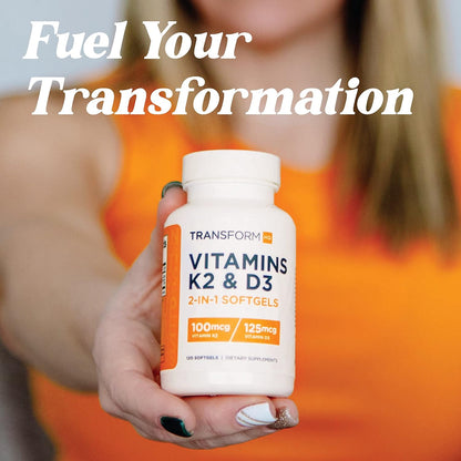 TransformHQ Vitamin K2 (MK7) (100 µg) + Vitamin D3 (5000 IU) - 120 Soft gel capsules