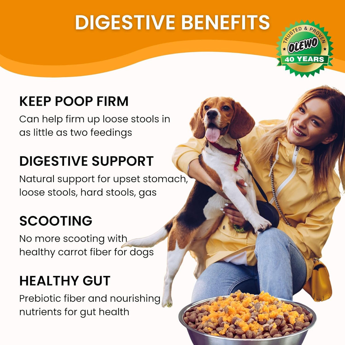 Olewo Original Carrots for Dogs – Fibre for Firm Stools, Dehydrated Dog Food Toppers for Fussy Eaters, Natural Skin & Coat Support, Multivitamin, Probiotics for Digestive & Gut Health, 454 g - görsel 5