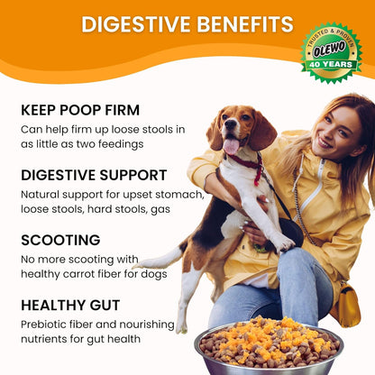 Olewo Original Carrots for Dogs – Fibre for Firm Stools, Dehydrated Dog Food Toppers for Fussy Eaters, Natural Skin & Coat Support, Multivitamin, Probiotics for Digestive & Gut Health, 454 g