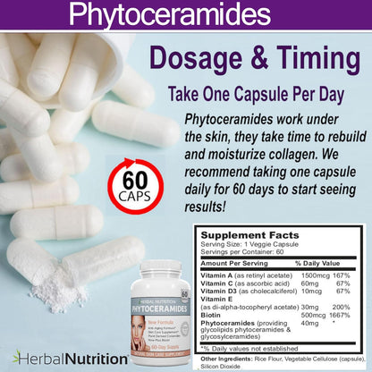Phytoceramides Skin Hydration Support Supplement, 120 Capsules