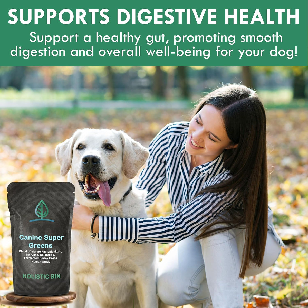 Holistic Bin Canine Super Greens Plant-Based Dog Food Topper | Nutrient-Rich Supplement Powder | Gut Balance, Joint Strength, Digestion, Fresh Breath & Overall Canine Wellness | Greens Powder (50g) - görsel 6