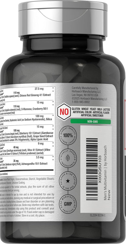 Horbäach Men's Multivitamins 50 Plus | 60 Caplets | Advanced Formula for Men Over 50 | Non-GMO & Gluten-free