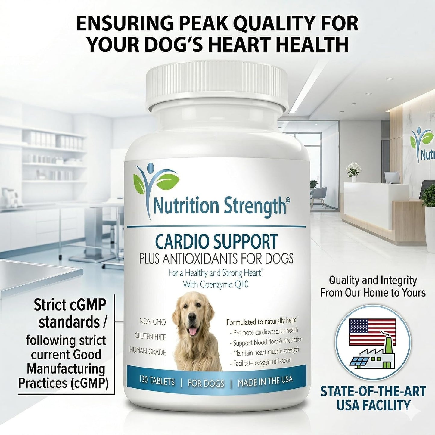 Cardio Support for Dogs Plus Antioxidant, L-Carnitine, L-Taurine, with Coenzyme Q10 and Vitamin E, Supports a Healthy and Strong Dog Heart, 120 Chewable Tablets - görsel 8