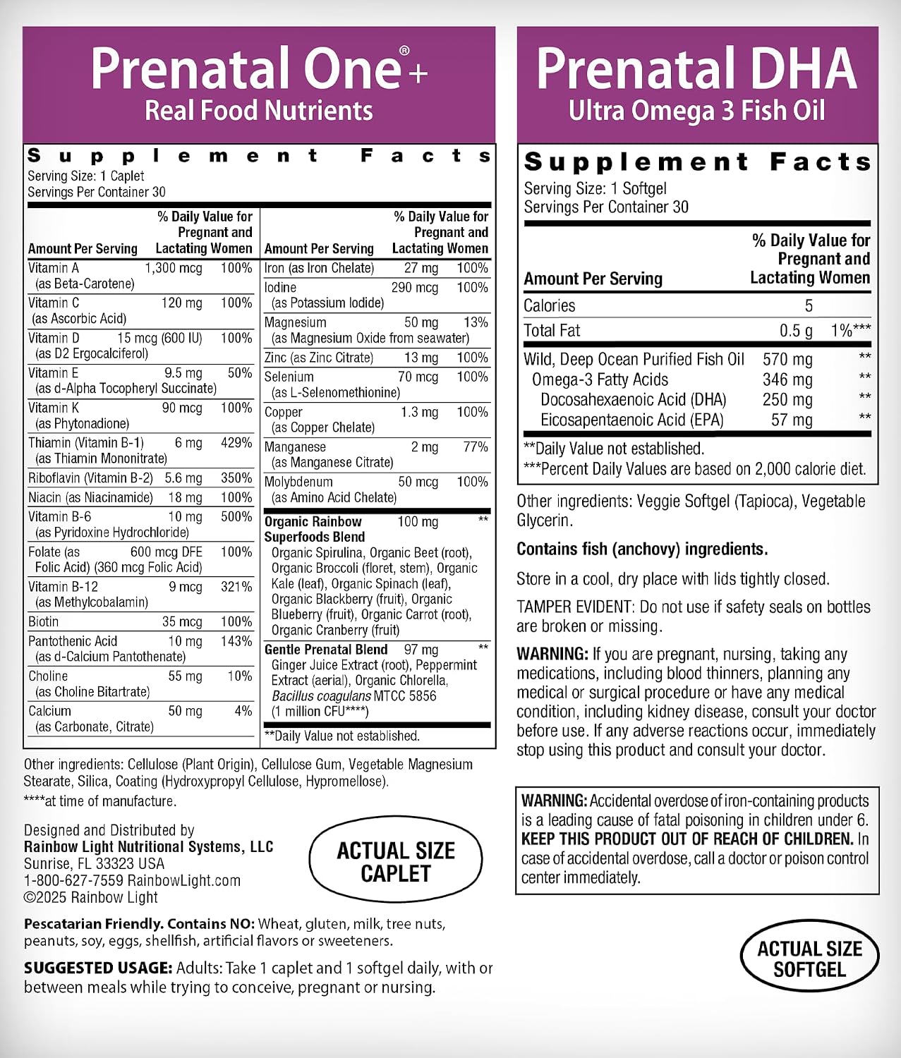 Rainbow Light Prenatal DHA Vitamins for Women - 30 Caplets & 30 Softgels - Omega-3 Fish Oil (DHA & EPA) - görsel 2