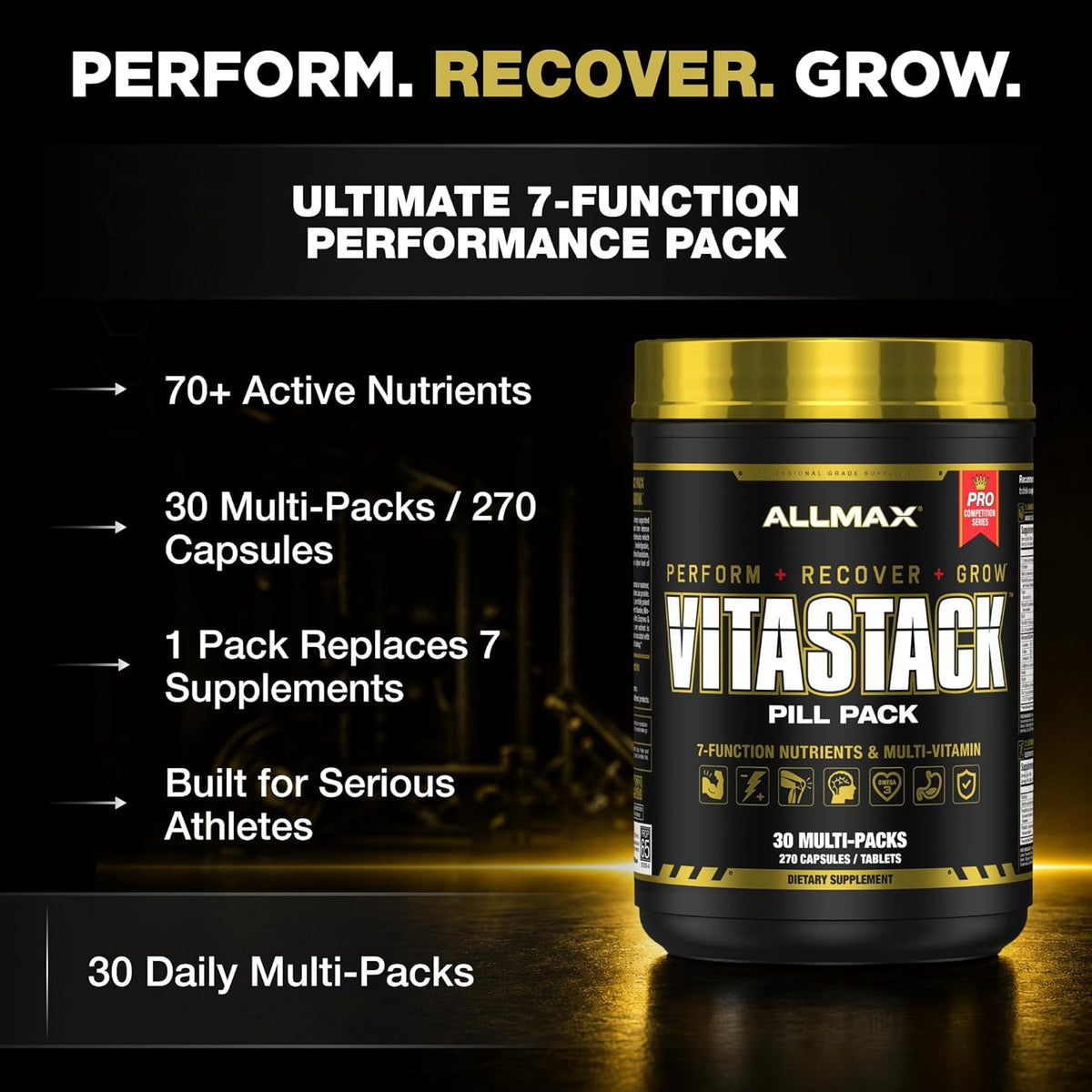 ALLMAX VITASTACK Multivitamin Sachets – 30 Daily Sachets with Omega-3, BCAAs & Enzymes - görsel 7