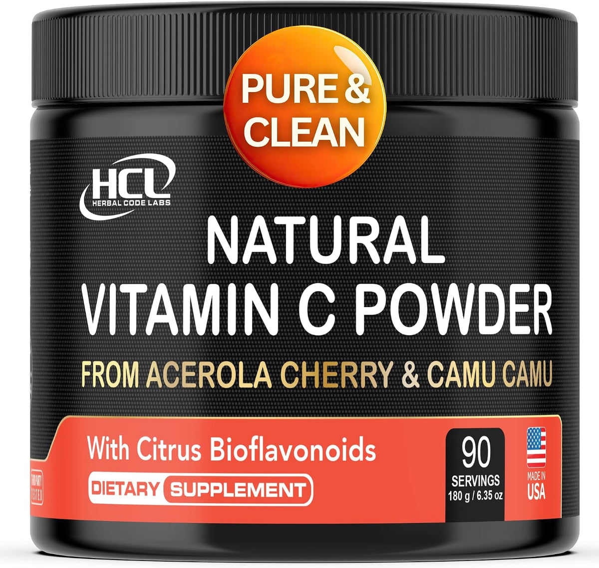 Natural Vitamin C from Acerola Cherry & Camu Camu Powder with Citrus Bioflavonoids, 90 Servings - görsel 1