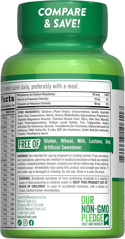 Nature's Truth ABC Complete Multivitamin for Men and Women - Daily Multivitamin - 100 Caplets - Non-GMO & Gluten-Free
