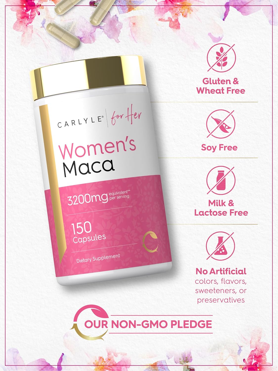 Carlyle Maca Root Capsules for Women | 150 Capsules | Non-GM, Gluten-free Supplement | For Her - görsel 5